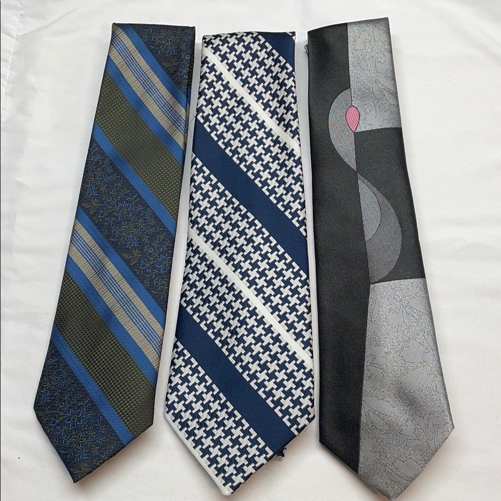 Vintage Necktie Bundle Mens‎ OS Multicolor Excellent Striped Geometric Abstract